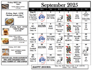 September 2025 Calendar Cody Lodge
